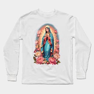 Miracles Bloom with Our Lady of Guadalupe Long Sleeve T-Shirt